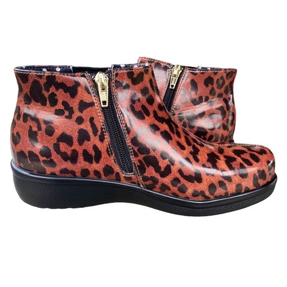 Alegria Boots Ankle Climatease Leopard Print Brown and Black Rainboot Size 37 - Picture 1 of 12